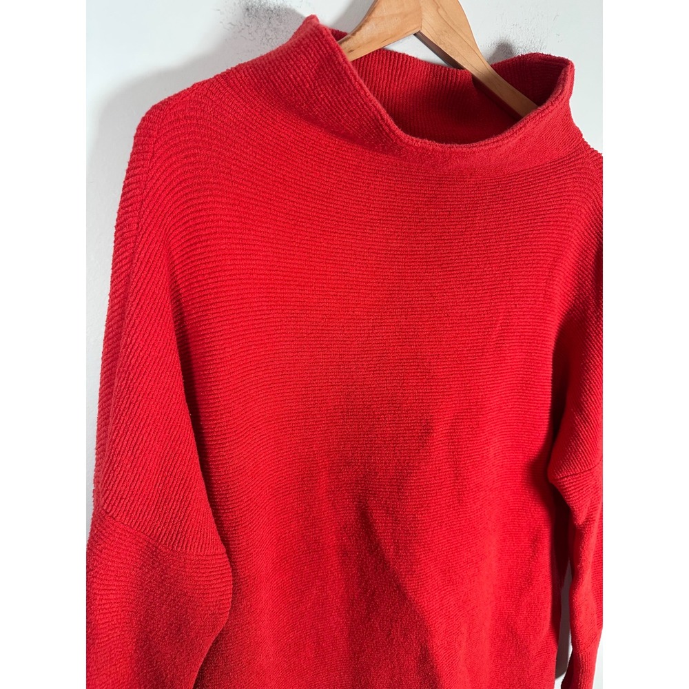 Free People Ottoman Slouchy Tunic Women Large Red Oversized Boho Ribbed Sweater - Picture 5 of 9